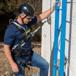 NextGen SecuRope Fixed Ladder Lifeline Worker at Base of Ladder