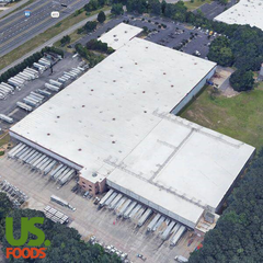Aerial view of the US Foods distribution facility in Norcross, GA, site of Safety Rail Source roof hatch railing and ladder safety installation.