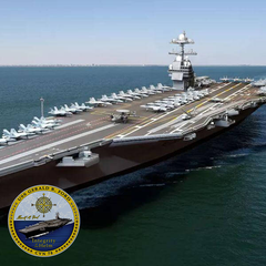 Aerial view of the USS Gerald R. Ford (CVN 78) in Newport News, VA, site of Safety Rail Source NextGen 3000 guardrail installation.