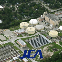 Aerial view of the Jacksonville Electric Authority (JEA) Water Treatment Plant in Jacksonville, FL, featured in a Safety Rail Source case study.