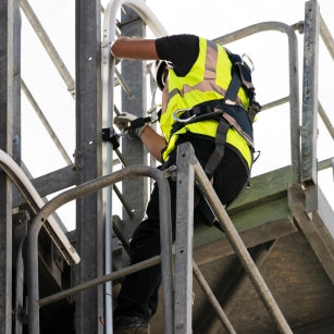 NextGen SecuRail Fixed Ladder Lifeline - Man Climbing Ladder
