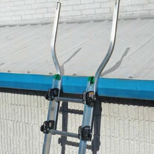 Ladder Safety Step Straight Leaning on Corrugated Roof