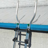 Ladder Safety Step Straight Leaning on Corrugated Roof