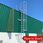 NextGen Mighty-Lite™ Aluminum Fixed Ladder - attached to a green building with clear blue sky. Now in Stock