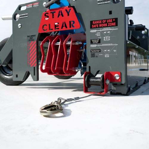 Close up detail of anchor spikes on PX3 Mobile Fall Protection