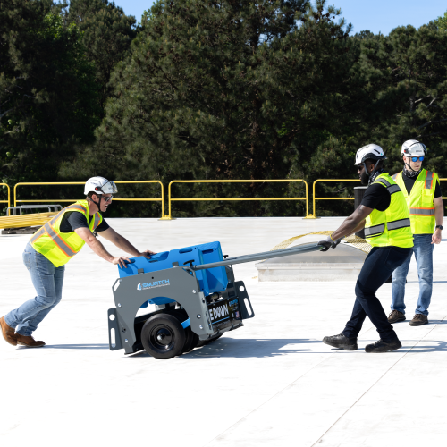 Mobile Fall Protection -  Squatch - Being Moved on Roof