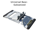 Universal base galvanized metal bracket on a white background