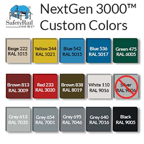 Touch Railing Color Chart NextGen Continuous Railing™ - Flat Roof – Safety Rail Source