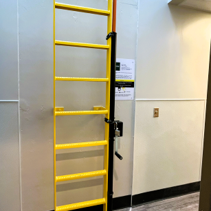 NextGen Lift & Lock Roof Hatch Opener attached to Ladder