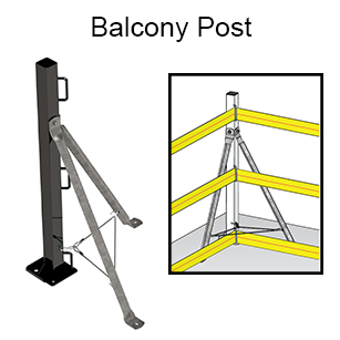 NextGen Tensioned WebRail™ - Balcony post with inset showing its use on a balcony.