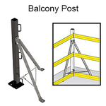 NextGen Tensioned WebRail™ - Balcony post with inset showing its use on a balcony.