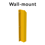 A yellow metal wall-mount bracket shown on a plain white background with the text 'Wall-mount' above it.