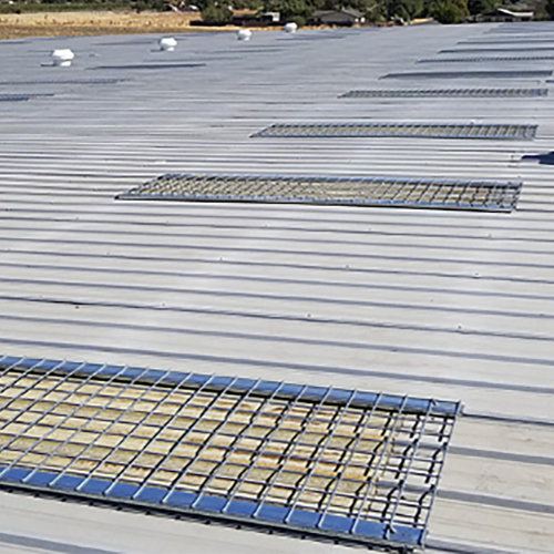 Multiple Nextgen Skylight Safety-Screen - SCS Screens on a Corrugated Roof - Close Up