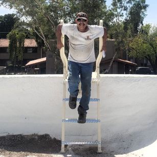 3-Piece Parapet  Ladder Safety-Dock with Worker Descending
