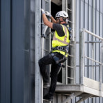 NextGen SecuRail Fixed Ladder Lifeline - Man Climbing Ladder off Scaffolding