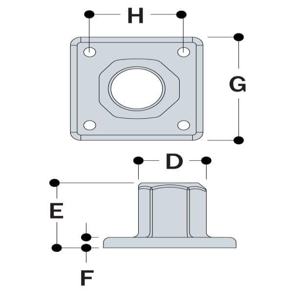 Type L150 - Heavy Duty 4 Hole Square Flange