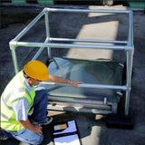 KeeDome Skylight Railing with worker bending down