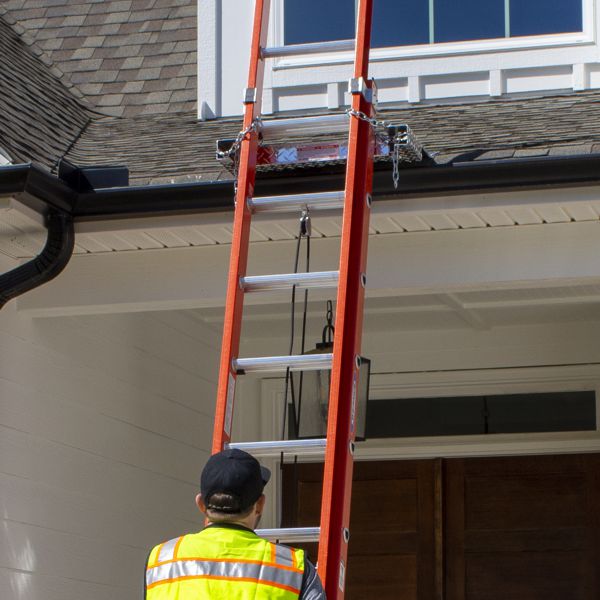 Residential Ladder Safety-Dock with Worker at Bottom of Ladder